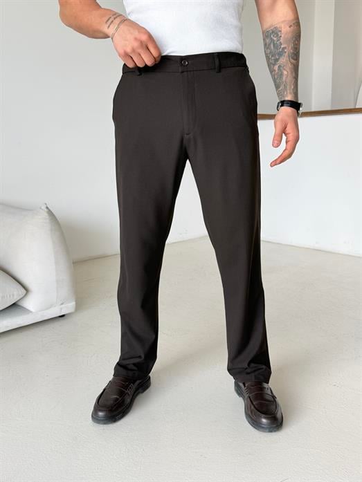 Kahve Lastikli Baggy Kumaş Pantalon SC