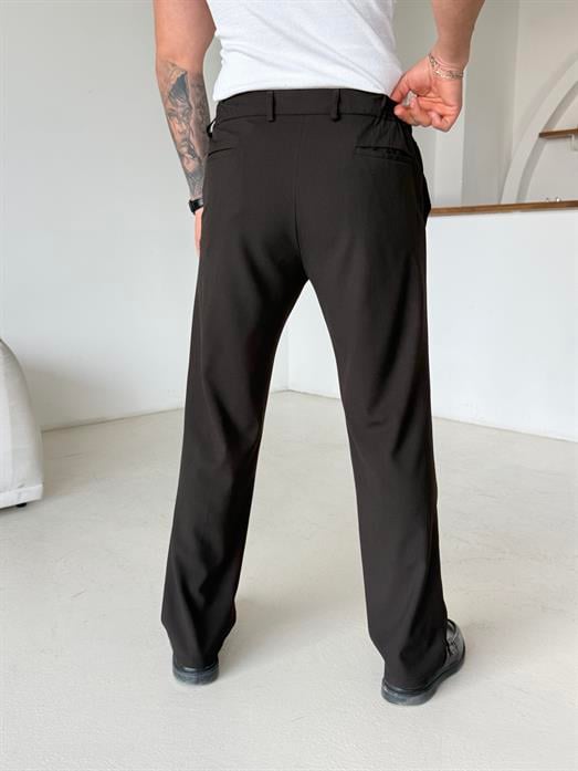 Kahve Lastikli Baggy Kumaş Pantalon SC