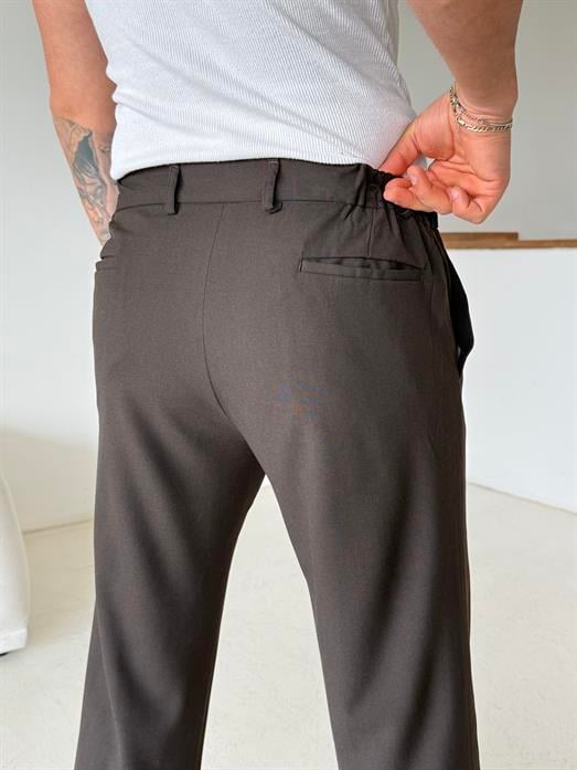 Kahve Lastikli Baggy Kumaş Pantalon SC
