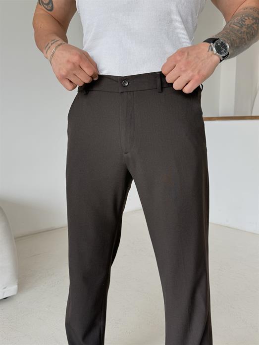 Kahve Lastikli Baggy Kumaş Pantalon SC