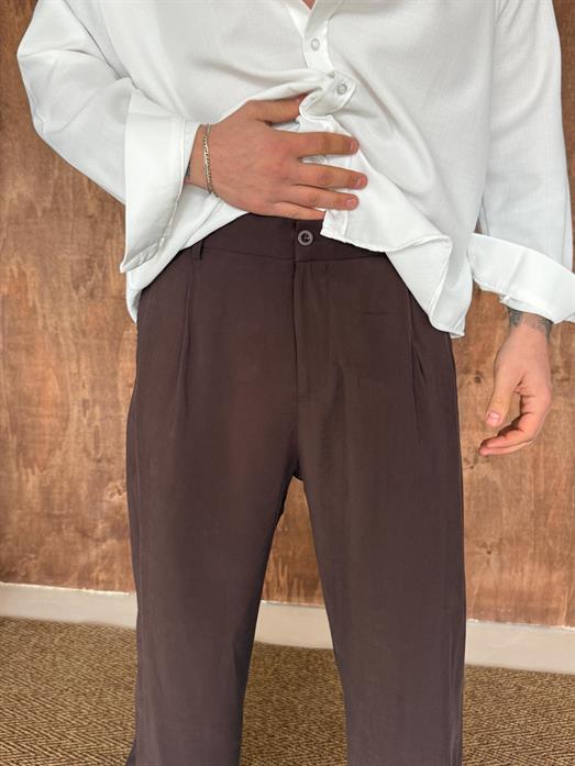 Kahve Modal Bel Lastikli Pantalon PLZ