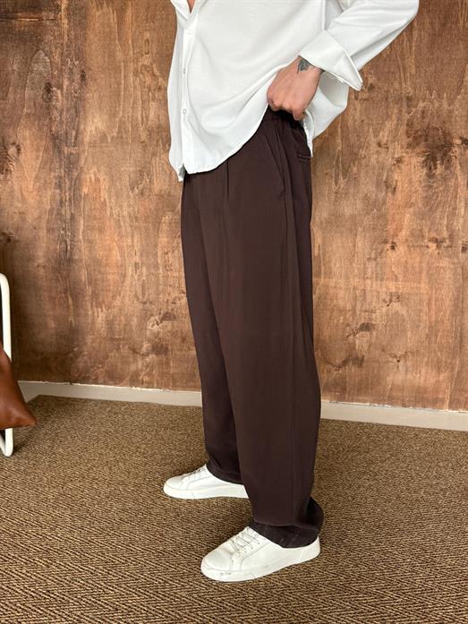 Kahve Modal Bel Lastikli Pantalon PLZ