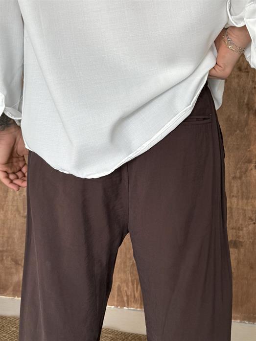 Kahve Modal Bel Lastikli Pantalon PLZ