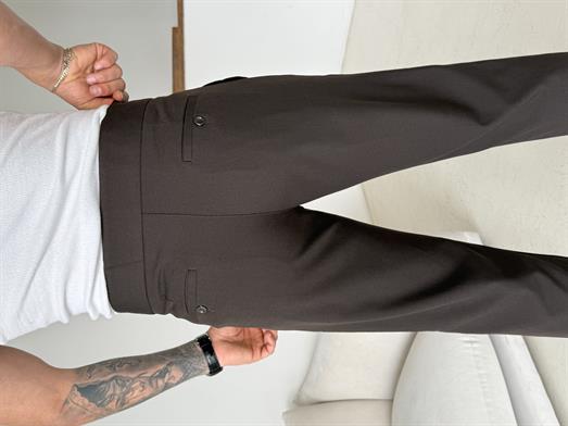 Kahve Tokalı Regular Fit Kumaş Pantalon SC