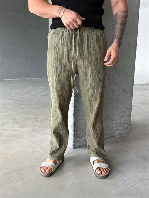Haki Gofre Pamuk Pantalon SNZ 1349