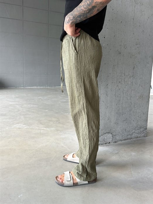 Haki Gofre Pamuk Pantalon SNZ 1349