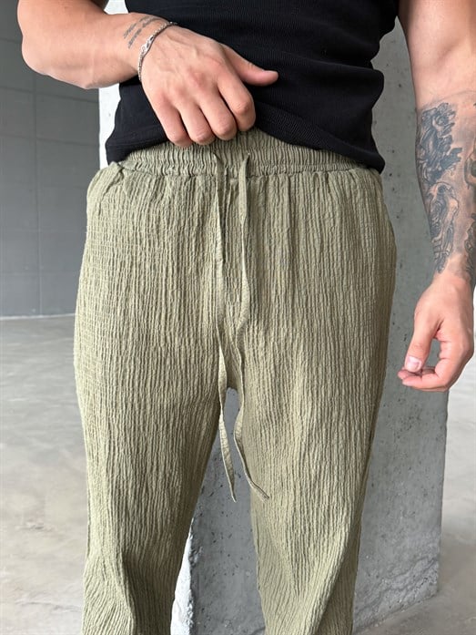 Haki Gofre Pamuk Pantalon SNZ 1349
