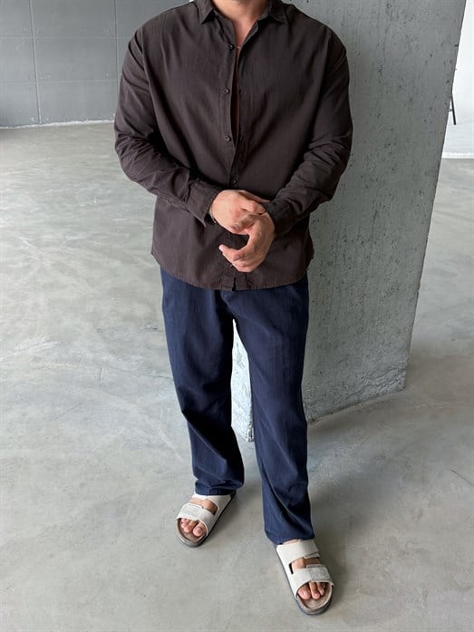 Kahve Flex Keten Pantalon SNZ 1333