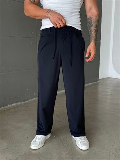 Lacivert Bel Lastikli Kırışmaz Su Geçirmez Pantolon SNZ 1581