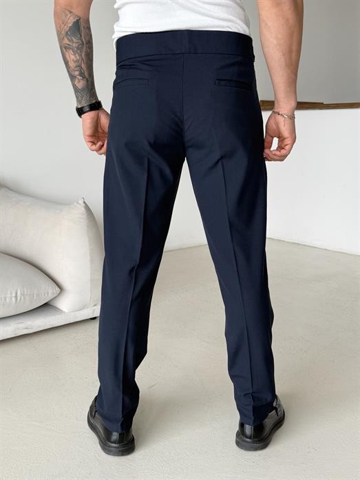 Lacivert Dört Düğmeli Tokalı Regular Fit Kumaş Pantalon SC