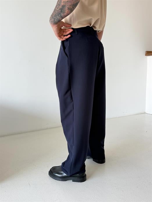 Lacivert Double Palazzo Pantalon 4062 PNC