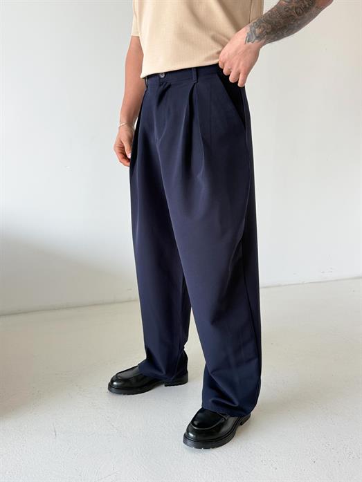Lacivert Double Palazzo Pantalon 4062 PNC
