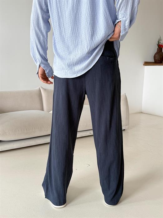 Lacivert Fresh Yıkamalı Keten Pantalon JJ Y116