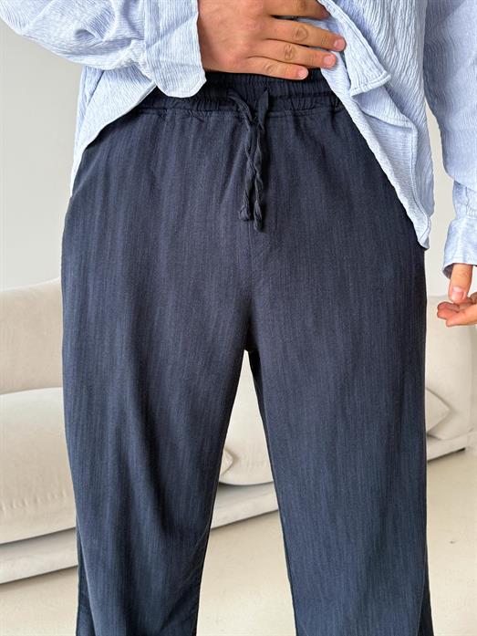 Lacivert Fresh Yıkamalı Keten Pantalon JJ Y116