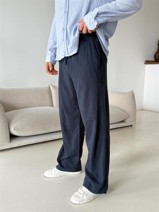 Lacivert Fresh Yıkamalı Keten Pantalon JJ Y116