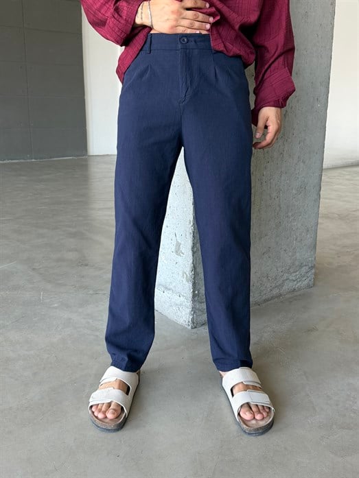 Lacivert Ham Keten Pantalon SNZ N1351
