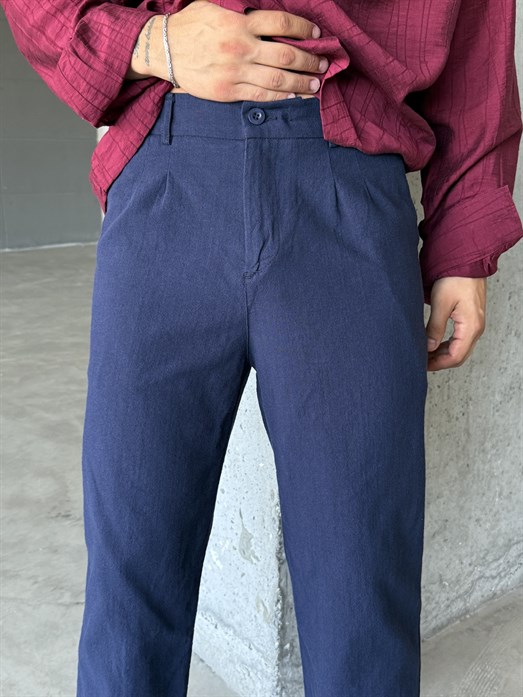 Lacivert Ham Keten Pantalon SNZ N1351