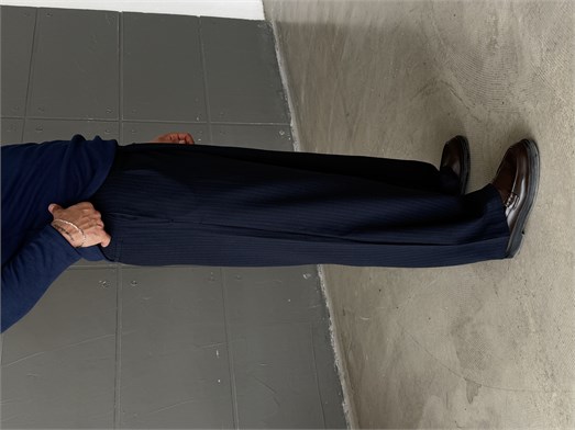 Lacivert İnce Detay Çizgili Baggy Kumaş Pantalon SNZ 1471