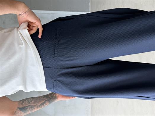 Lacivert Kore Kalıp Çizgili Kumaş Pantalon SNZ 1455