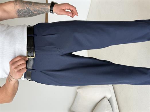 Lacivert Lastikli Baggy Kumaş Pantalon SC
