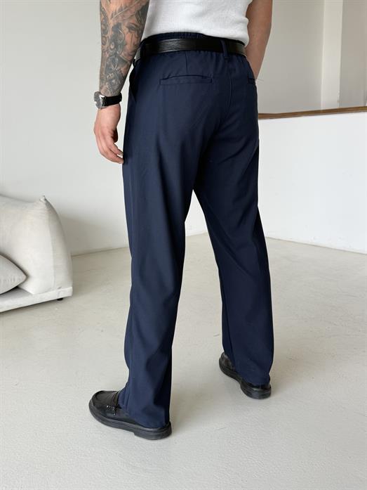Lacivert Lastikli Baggy Kumaş Pantalon SC