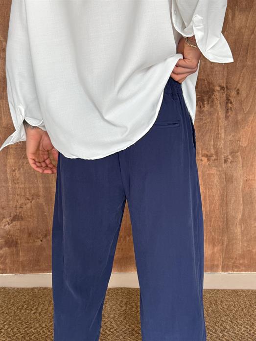 Lacivert Modal Bel Lastikli Pantalon PLZ