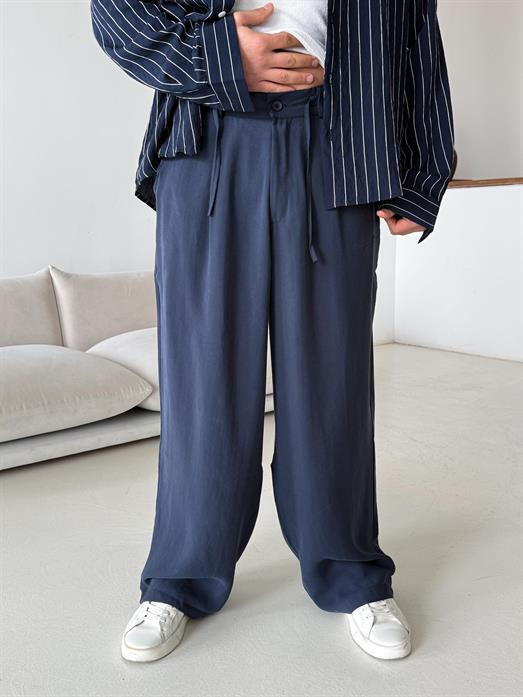 Lacivert Modal Yarım Lastikli Baggy Pantalon PNC 4066