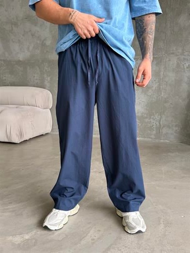 Lacivert Poplin Super Baggy Bağcıklı Pantalon JJ 118