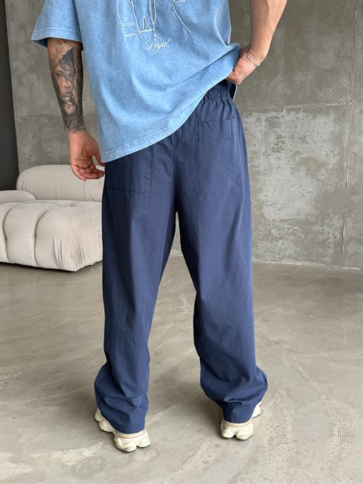 Lacivert Poplin Super Baggy Bağcıklı Pantalon JJ 118