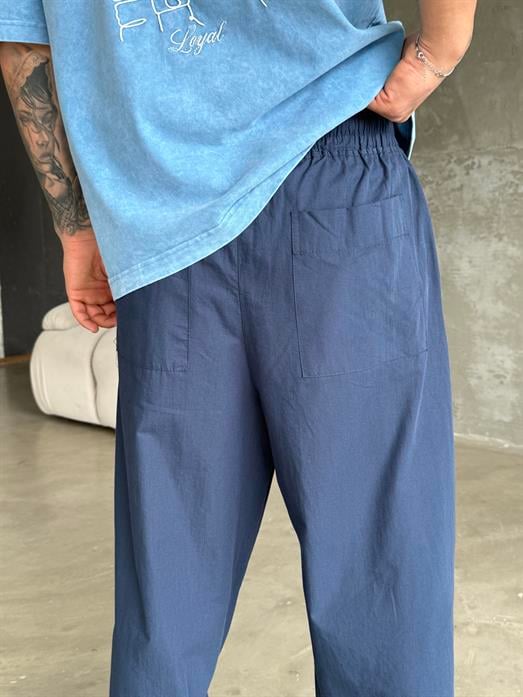 Lacivert Poplin Super Baggy Bağcıklı Pantalon JJ 118