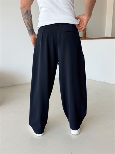 Lacivert Super Baggy Kumaş Pantalon BRR 40218