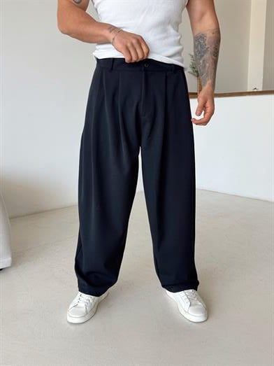 Lacivert Super Baggy Kumaş Pantalon BRR 40218