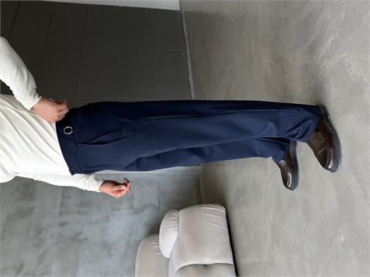 Lacivert Tokalı Baggy Kumaş Pantalon SNZ 5104