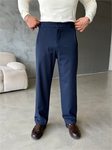 Lacivert Tokalı Baggy Kumaş Pantalon SNZ 5104