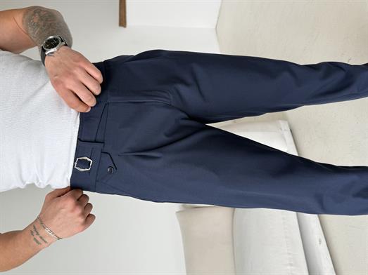 Lacivert Tokalı Regular Fit Kumaş Pantalon SC
