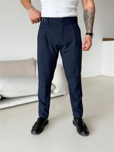 Lacivert Tokalı Regular Fit Kumaş Pantalon SC