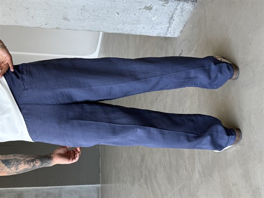 Lacivert Yumuşak Doku Keten Pantalon SNZ 1421