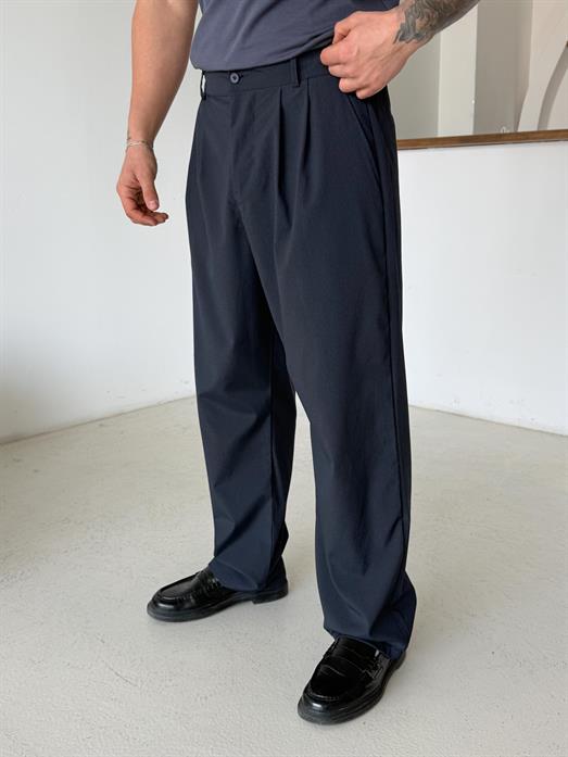 Lacivert Zarif Çizgili Bol Zara Kumaş Pantalon BRR 40216