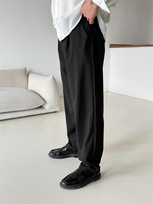 Siyah Çizgili Zara Bol Kumaş Pantalon PLZ