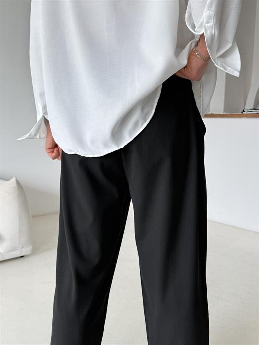 Siyah Çizgili Zara Bol Kumaş Pantalon PLZ