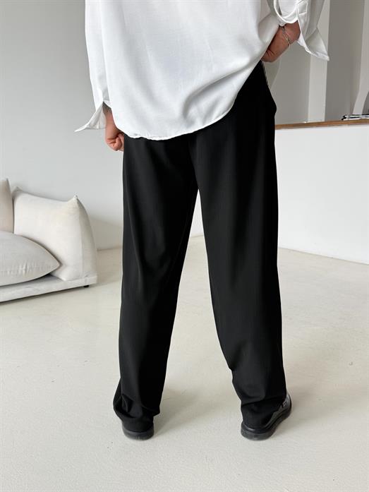 Siyah Çizgili Zara Bol Kumaş Pantalon PLZ