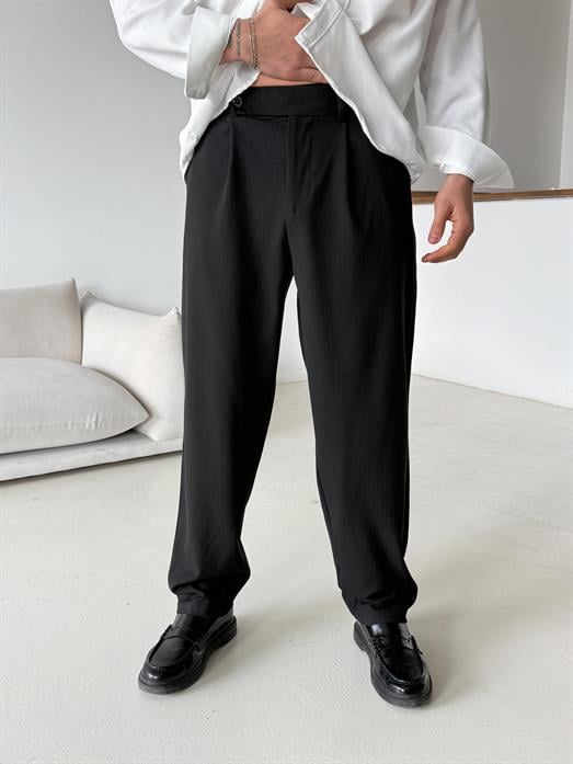 Siyah Çizgili Zara Bol Kumaş Pantalon PLZ