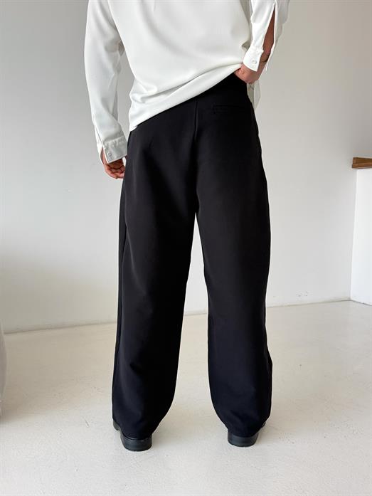Siyah Double Palazzo Pantalon 4062 PNC
