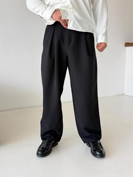 Siyah Double Palazzo Pantalon 4062 PNC