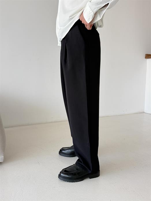 Siyah Double Palazzo Pantalon 4062 PNC