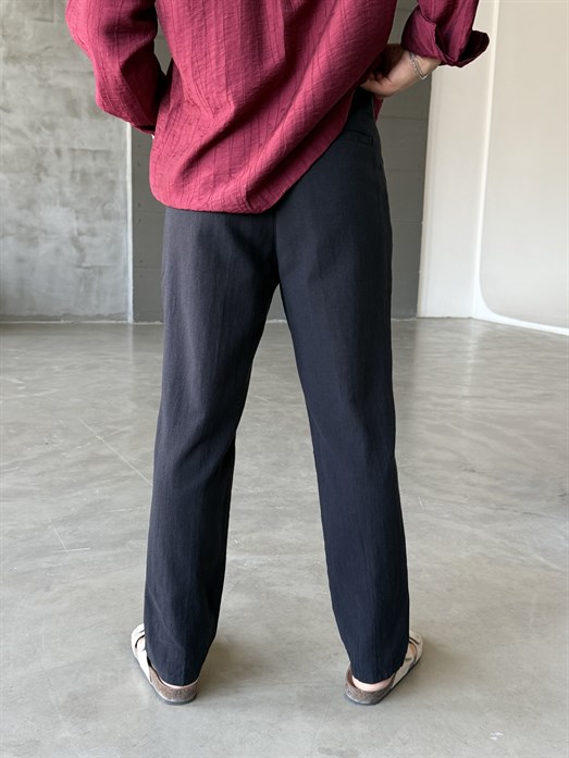 Siyah Ham Keten Pantalon SNZ N1351