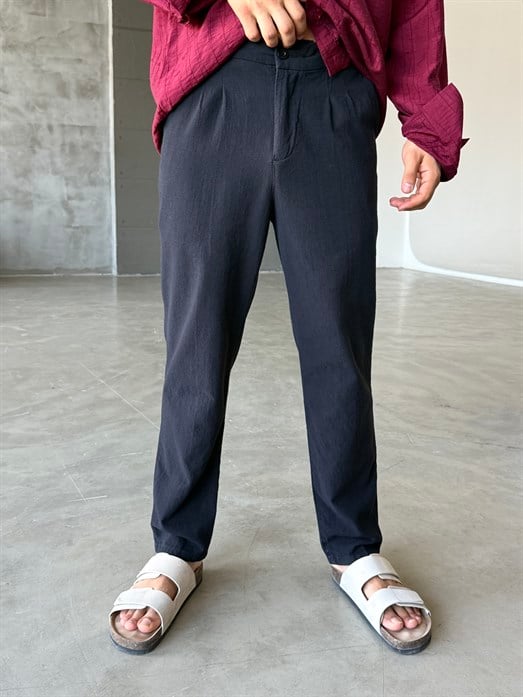 Siyah Ham Keten Pantalon SNZ N1351