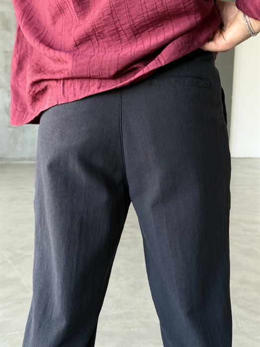 Siyah Ham Keten Pantalon SNZ N1351