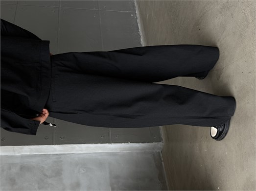 Siyah Kore Kalıp Çizgili Bol Pantalon SNZ 1445