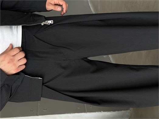 Siyah Kore Kalıp Çizgili Bol Pantalon SNZ 1445
